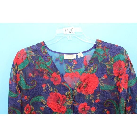 VICTORIA'S SECRET VINTAGE GOLD LABEL FLORAL 6 BUTTON SHEER SEXY SLEEP SHIRT - Picture 3 of 6